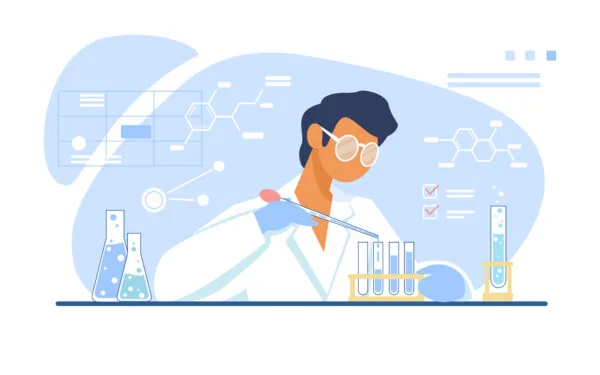 Illustration of a professional with laboratory samples